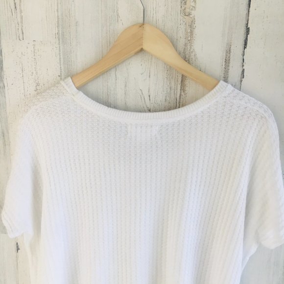 NWOT Velvet Graham Spencer Waffle Knit Hanky Hem Top White Cropped - Picture 7 of 9